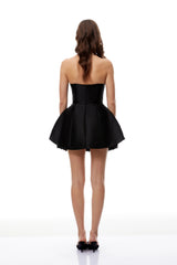 Elowen Black Embellished Floral Panel Mini Dress