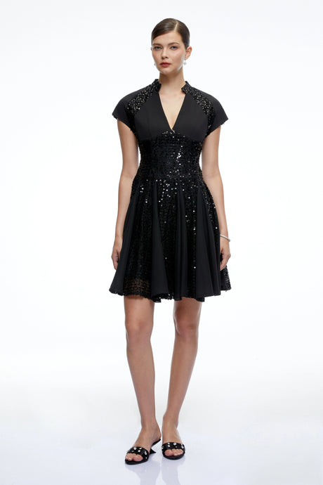 Vincenzina Mini Dress Black Sequin Tulle