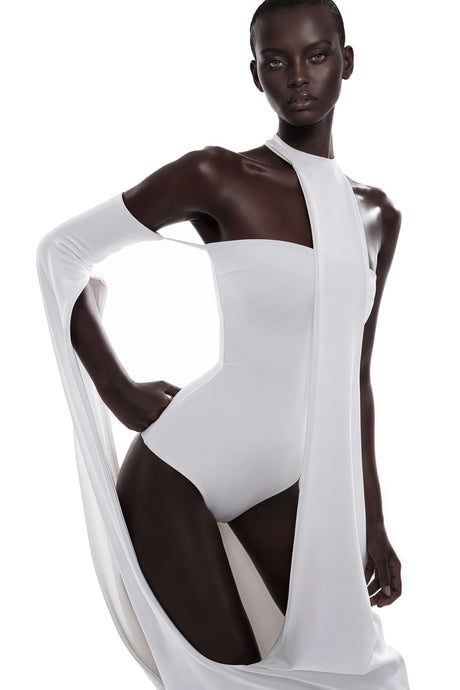 Mariavittoria Maxi Dress White Halter Neck Draped