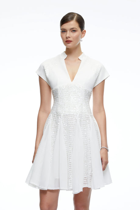 Zuri Mini Dress White Sequin Tulle