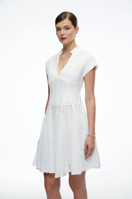 Zuri Mini Dress White Sequin Tulle