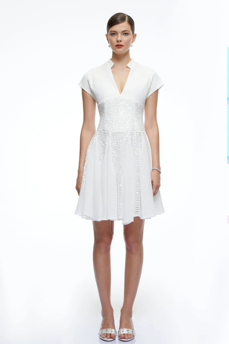 Zuri Mini Dress White Sequin Tulle