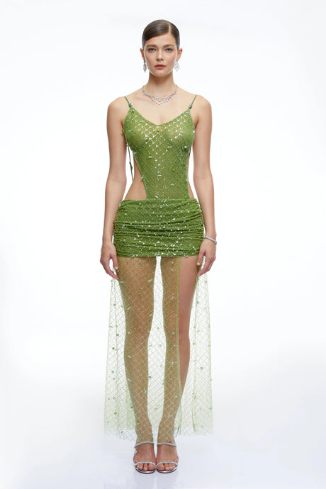 Rachel Maxi Dress Emerald Green Sequin