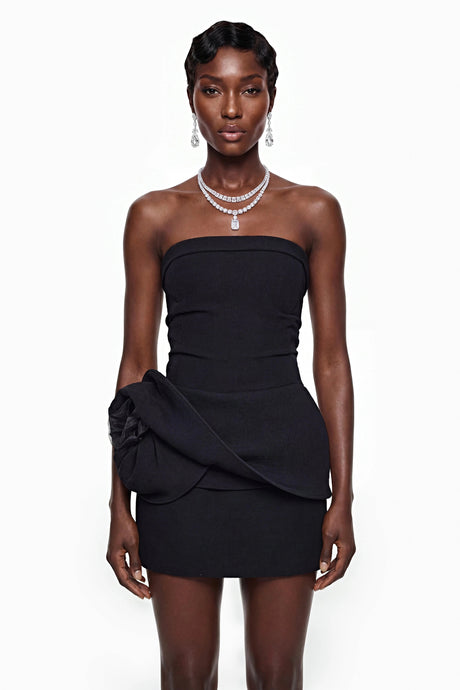 Renata Mini Dress Black Off Shoulder Corset