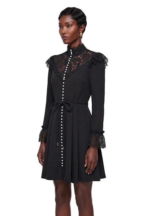 Adelina Mini Dress Black Lace Trim