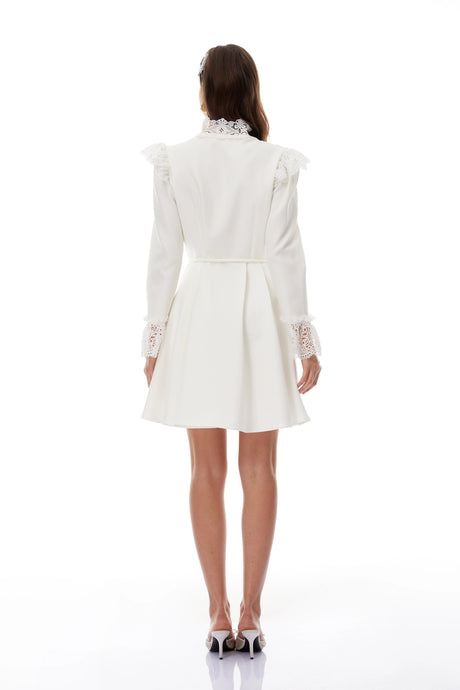 Elisabetta Mini Dress White Lace Trim