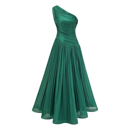 Fiorina Maxi Dress Green One Shoulder Ruched