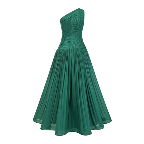Fiorina Maxi Dress Green One Shoulder Ruched