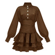 Emersyn Brown HighNeck Ruffled Detail Mini Dress