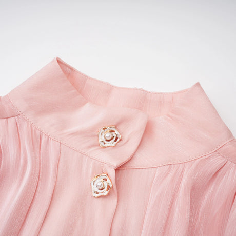 Emanuela Mini Dress Pink High-Neck Ruffled Detail