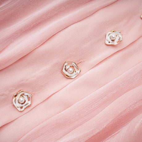 Emanuela Mini Dress Pink High-Neck Ruffled Detail