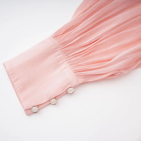 Emanuela Mini Dress Pink High-Neck Ruffled Detail