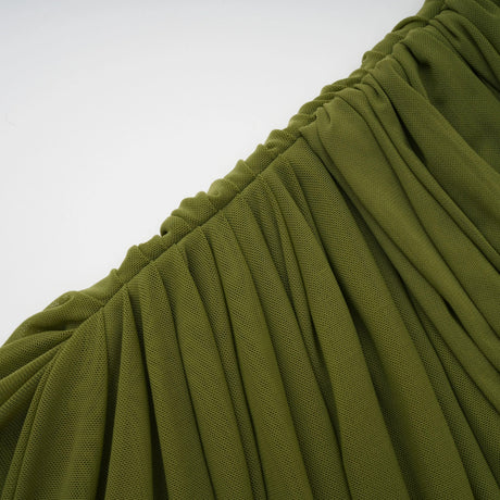 Adelaide Maxi Dress Green Asymmetrical Ribbon Draped