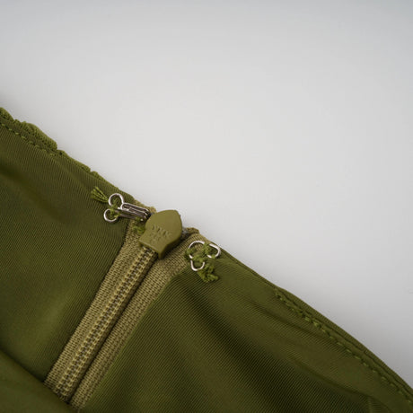 Adelaide Maxi Dress Green Asymmetrical Ribbon Draped