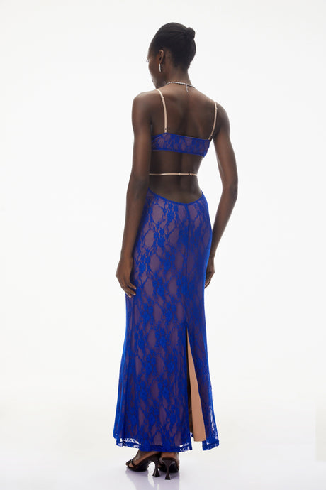 Iliana Maxi Dress Navy Blue Floral Lace