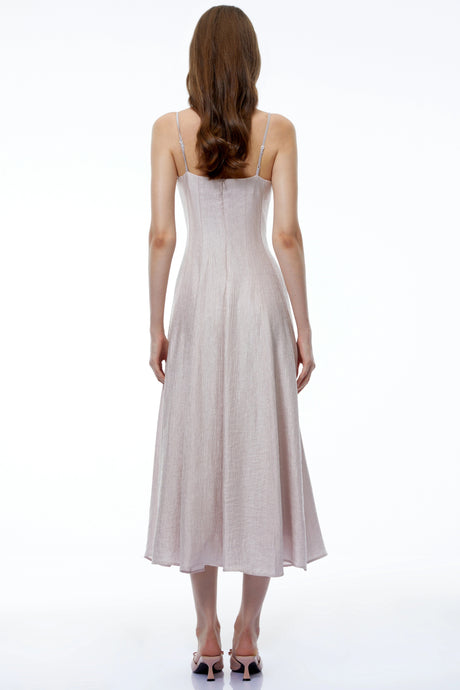 Emily Midi Dress Purple Halterneck 3D Floral Cinched