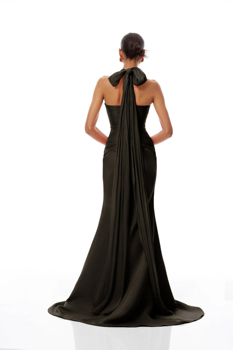 Maddalena Maxi Dress Black Train Design Gathered