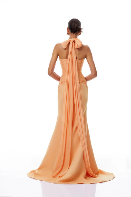 Aubrey Maxi Dress Orange Train Design Gathered