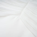 Emmeline White Train Design Gathered Maxi Dress