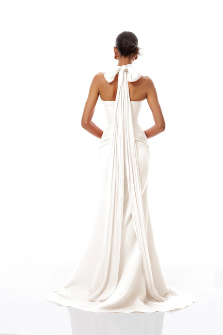 Katherine Maxi Dress White Train Design Gathered