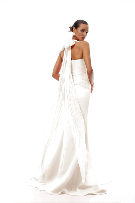 Katherine Maxi Dress White Train Design Gathered