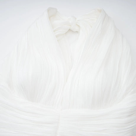 Emmeline White Train Design Gathered Maxi Dress