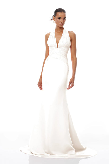 Katherine Maxi Dress White Train Design Gathered