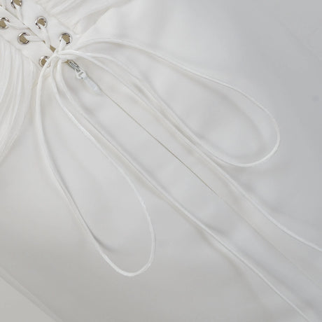 Emmeline White Train Design Gathered Maxi Dress