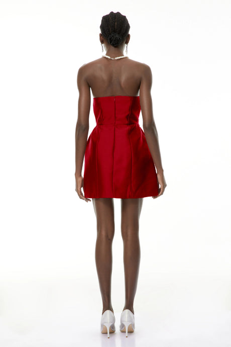 Teresa Mini Dress Red Bead Embellished