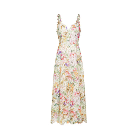 Santa Midi Dress Lace Floral Embroidered