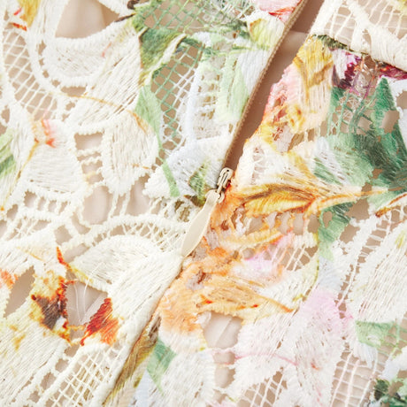 Santa Midi Dress Lace Floral Embroidered
