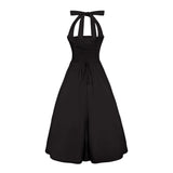 Eponine Black Layered Flared Hem Midi Dress