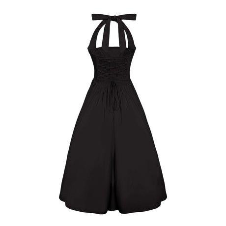 Charleigh Midi Dress Black Layered Flared Hem