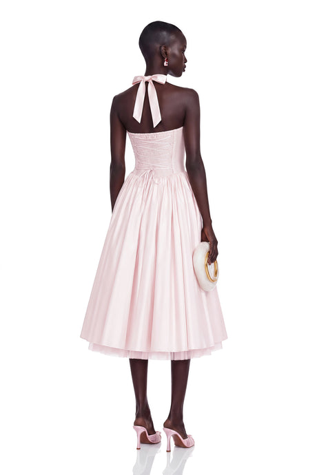 Jolanda Midi Dress Pink Layered Flared Hem