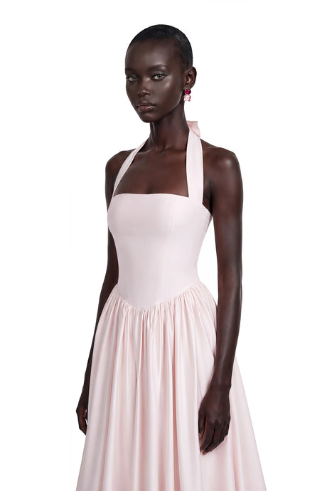 Jolanda Midi Dress Pink Layered Flared Hem