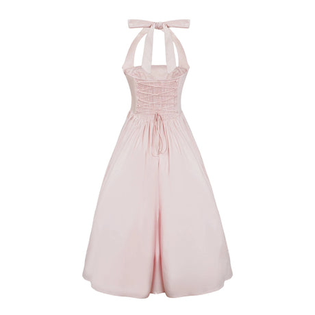 Harper Midi Dress Pink Layered Flared Hem