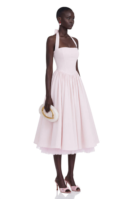 Jolanda Midi Dress Pink Layered Flared Hem