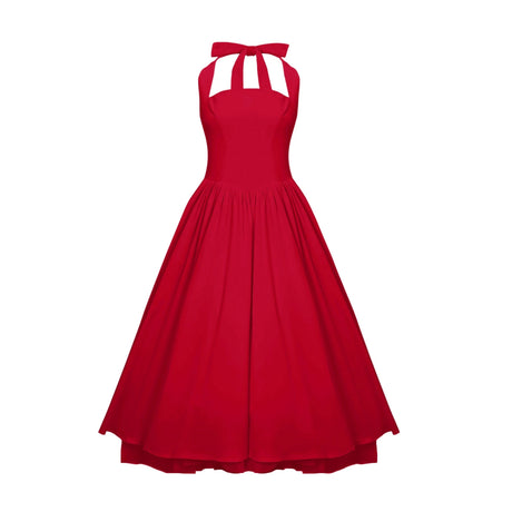 Rylan Midi Dress Red Layered Flared Hem