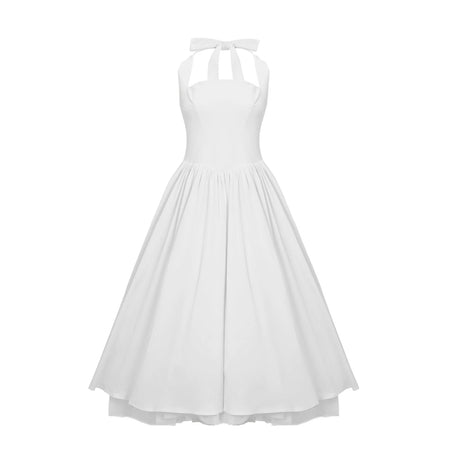 Mallory Midi Dress White Layered Flared Hem