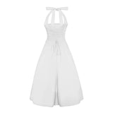 Eponine White Layered Flared Hem Midi Dress