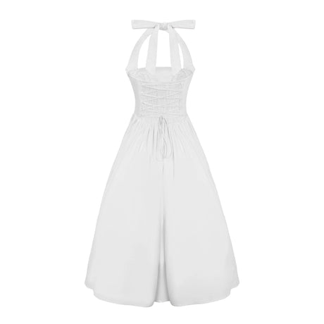 Mallory Midi Dress White Layered Flared Hem