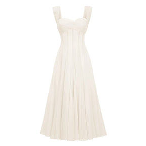 Érasme Cream White Flounced Midi dress