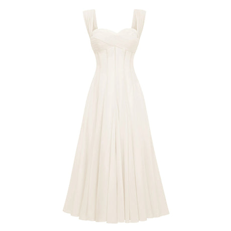 Camryn Midi dress Cream White Flounced