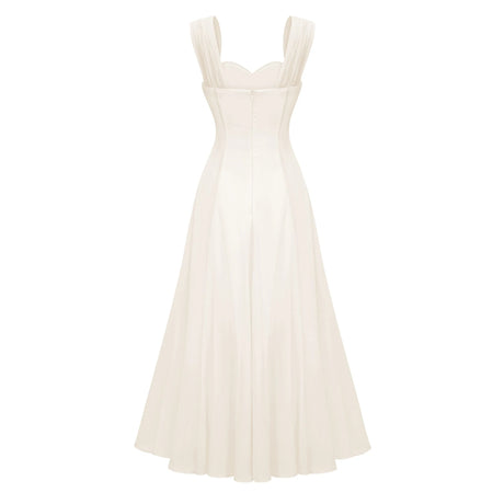 Camryn Midi dress Cream White Flounced