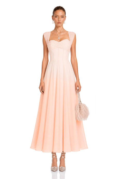 Virginia Midi Dress Pink Flounced