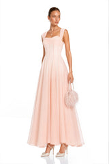 Érasme Pink Flounced Midi Dress