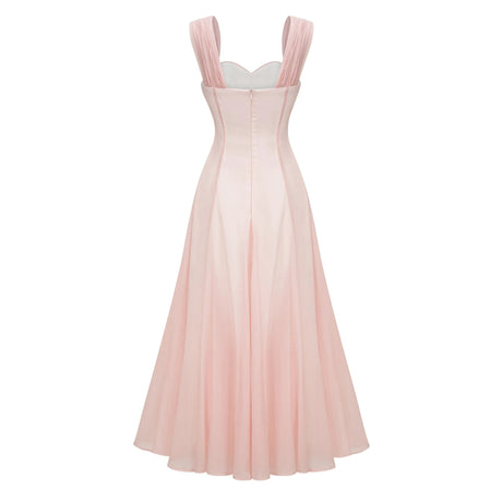 Virginia Midi Dress Pink Flounced