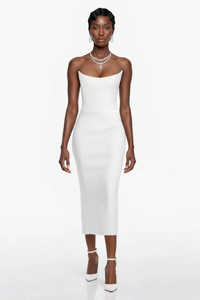 Escolástica White Off Shoulder Midi Dress