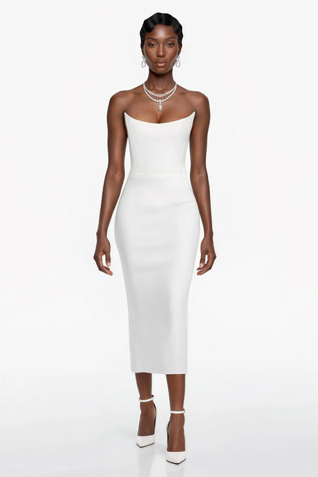 Giulietta Midi Dress White Off Shoulder