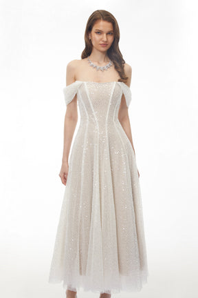 Esme White Off Shoulder Embellished Maxi Dress